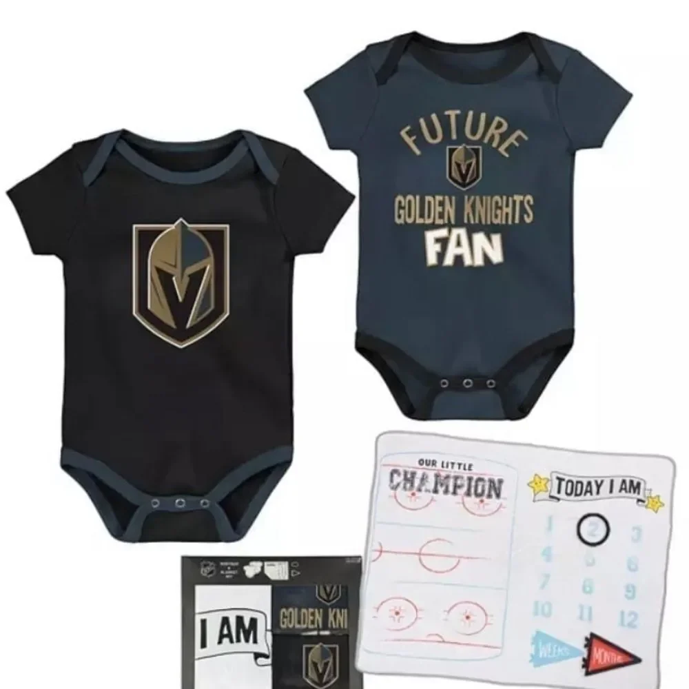 NHL Infant Vegas Golden Knights Multicolor 2 Creepers & 1 Blanket Set 3/6 Mo